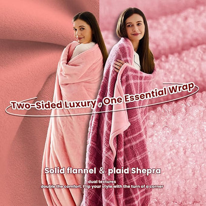 Heated Electric Blanket Full Size - 72"x84" Flannel Heating Blanket with 10 Heating Levels & 5 Time Settings Over-Heat Protection, Winter Warmer for Adults with ETL Certification（Pink）