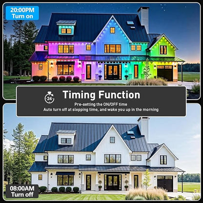 LETIANPAI 150FT Permanent Outdoor Lights,RGB Eaves Lights with App Control Remote,DIY Scene Modes IP67 Waterproof Outdoors Under Eave Lighting,Outdoor Light for Garden Decor
