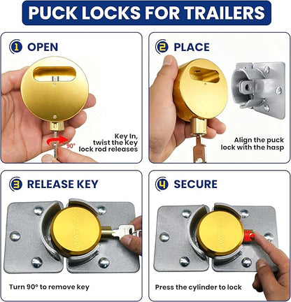 WARLION Solid Aluminum Hidden Shackle Lock, Heavy Duty Trailer Lock with 4 Keys, Push Core, Stainless Steel Latch, for Trailers, Shipping Containers, Trucks, Vans, Warehouses
