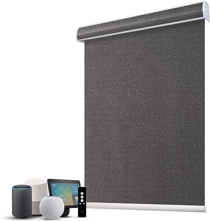 SmartWings Motorized 100% Blackout Shades Blinds, Custom Size, Cordless Window Shades with Rechargeable Battery, Work with Matter/Apple HomeKit, Alexa, Thread/Zigbee, Remote Optional, Eclipse Umber