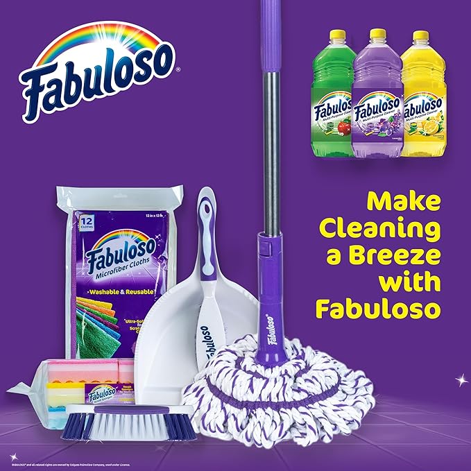 Fabuloso Scrub Brush with Handle – Easy Grip Handheld Scrubbing Brush for Showers, Floors, and More