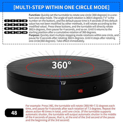 Programmable Motorized Electric Turntable Command-Controlled Rotating Platform Photography Turntable Secondary Development Motorized Electric Lazy Susan for 3D Scaner or Display with USB/Wi-Fi