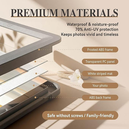 5x7 Picture Frame with Acrylic Front, ABS Frame for 5x7 or 4x6 Photos, Shatterproof UV-Resistant Tabletop Photo Frame, Vertical/Horizontal Display for Home Décor, Darkgray-v2