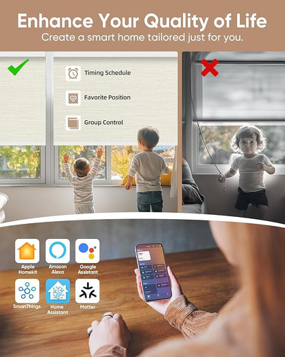 Kincmo Motorized Blinds with Remote,100% Blackout Motorized Roller Shades Work with Apple Homekit,Alexa,Google, Custom Electric Blinds with App,Voice Control (Dreamy Warm)