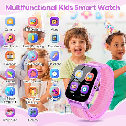 cjc HD Touchscreen Smartwatch for Girls Ages 4-12 - Includes 28 Games, Camera, Music, Pedometer - Fun & Educational Birthday Gift Idea (Purple)