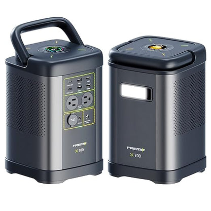 FREMO Portable Power Station X700,662Wh LiFePo4 Battery Solar Generator w/2 Upto 110V/1000W AC Outlet,DC 12V Car and USB Ports(Solar Panel Optional), Solar Generator for Home Use,Outdoor Camping,RVs