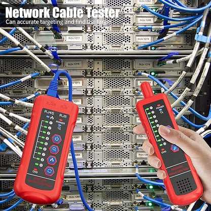 Network Cable Tester, RJ11 RJ45 CAT5 CAT6 Ethernet LAN Wire Tracer with Headphone Jack and Signal Strength Indicator, for Noisy Environments