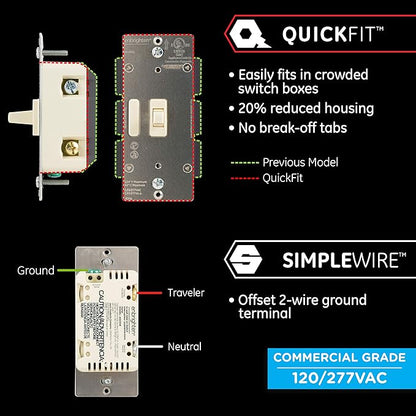Enbrighten Almond Add-On Switch, QuickFit & SimpleWire, Z-Wave/Zigbee, Not A Stand Alone Switch, 24 Pack, 85097