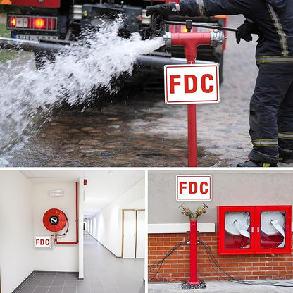 FDC Sign, 2 Pack Outdoor Aluminum Metal Sign, FDC Signs for Fire Department Connection, UV Protected Weather Resistant and Easy to Install (White Color, 10 x 7 inches)