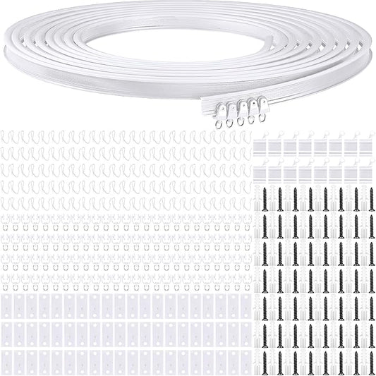 Jetec Curtain Tracks Ceiling Flexible Curtain Track Bendable Rail Curved Wall Mounted for Living Room Bedroom Divider Rod RV(20 Meter/ 65.6 Feet,White)