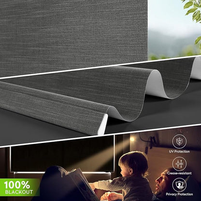 ZSTARR Motorized Blackout Roller Blinds with Remote Control,Rechargeable Smart Window Shades Compatible with Alexa Google via Hub,Fabric Wrapped Valance, Custom Size (Cement Gray)