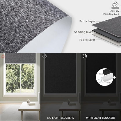 SmartWings Motorized 100% Blackout Shades Blinds, Custom Size, Cordless Window Shades Rechargeable Battery, Work with Matter/Apple HomeKit, Alexa, Thread/Zigbee, Remote Optional, Eclipse Anchor Grey