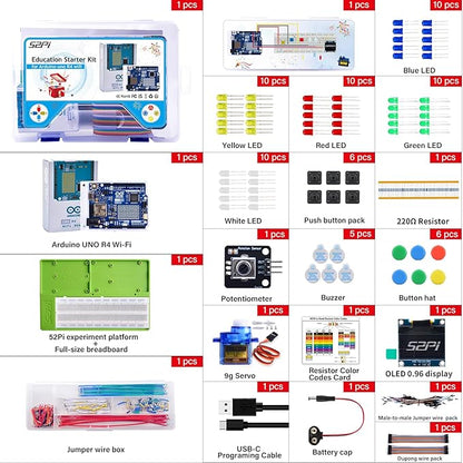 GeeekPi Starter Kit for Arduino UNO R4 WiFi, UNO R4 WiFi Board with Tutorial for Programming & 78PCS Components for Beginners & Engineers