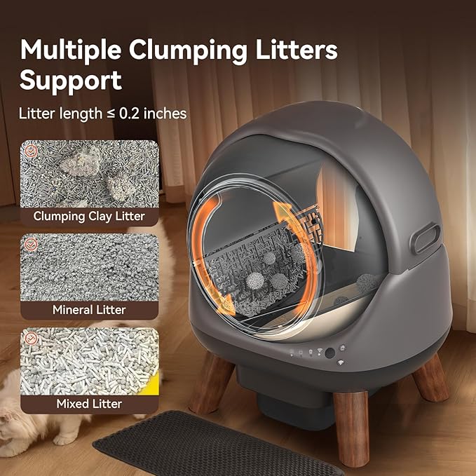 Self Cleaning Litter Box: Automatic Cat Litter Box for Cats, G1 Large Openning Robot with Odor-Control Dual Safety Protection, Includes Trash Bags and Mat
