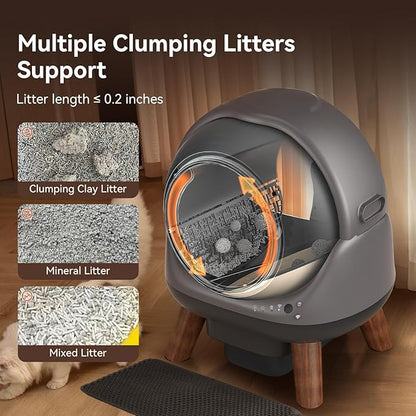 Self Cleaning Litter Box: Automatic Cat Litter Box for Cats, G1 Large Openning Robot with Odor-Control Dual Safety Protection, Includes Trash Bags and Mat