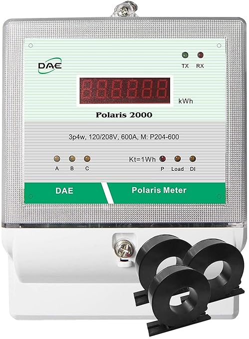 DAE P204-600-S KIT, UL kWh Smart Submeter, 3 Phase, 600A, 120/208v, 3 Solid Core CTs (Inner Dia 1.38")