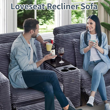 LEVNARY Modular Lift-Top Console with USB Charging and Cup Holders, Center Storage Module for Modular Reclining Sofa (Gray)