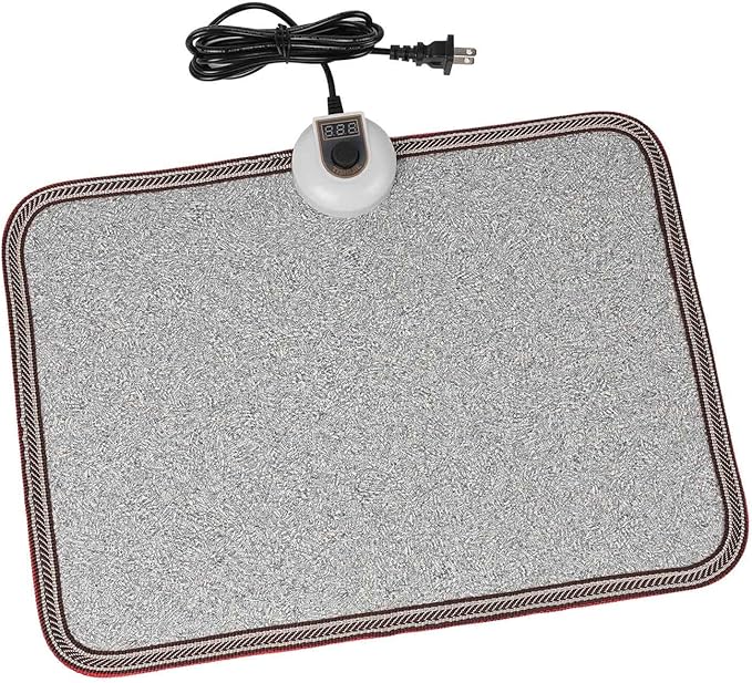 Electric Heated Floor Mats - AC 110V Foot Heater, Heated Foot Warmer Mat Under Desk for Office and Home (Gray)