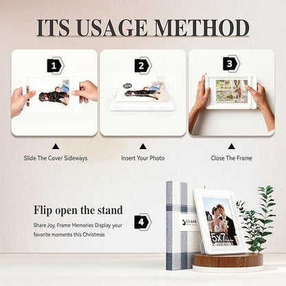 White 5x7 Picture Frame with Acrylic Front, ABS Frame for 5x7 or 4x6 Photos, Shatterproof UV-Resistant Tabletop Photo Frame, Vertical/Horizontal Display for Home Décor