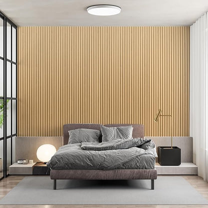 Art3dwallpanels Wood Slat Wall Paneling, 104'' x 6.7'' WPC Soundproof 3D Wall Panels for Interior Wall Decor, 8 Pack Fluted Textured Panel Wall Slats, Oak