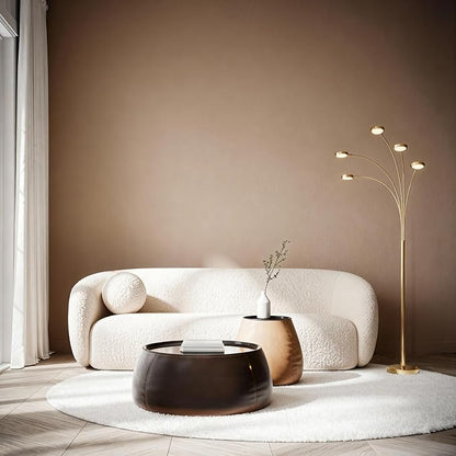 Brightech Orion Arc Floor Lamp for Living Room, Tree Floor Lamp with 5 Adjustable Arms, Multi-Head Standing Lamp with Flexible Rotating LED Lights for Bedroom, Dorm - Bright Hanging Lighting - Brass