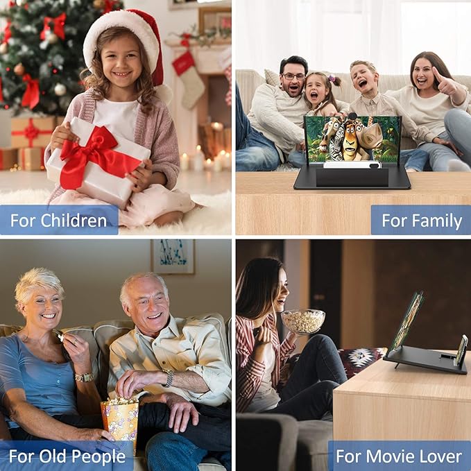 16" Screen Magnifier for Cell Phone,Fanlory 3D HD Magnifying Projector Screen Enlarger for Movies, Videos and Gaming, Foldable Phone Stand with Screen Amplifier,Compatible with All Smartphones