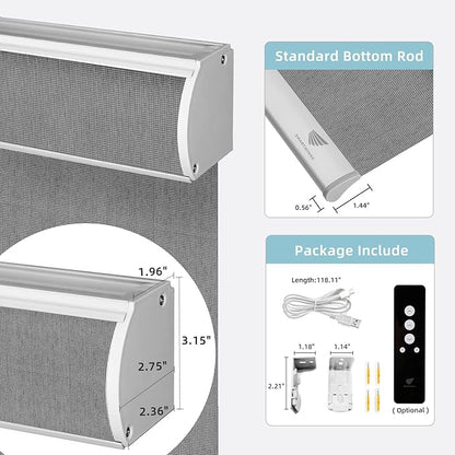 SmartWings Motorized Smart Blinds for Windows in 5% Openness, Electric Remote Roller Shades Compatible with Alexa Google Z-Wave Homekit Thread, Custom Up to 110”W x 148”H, PVC Free Sunscreen Charcoal