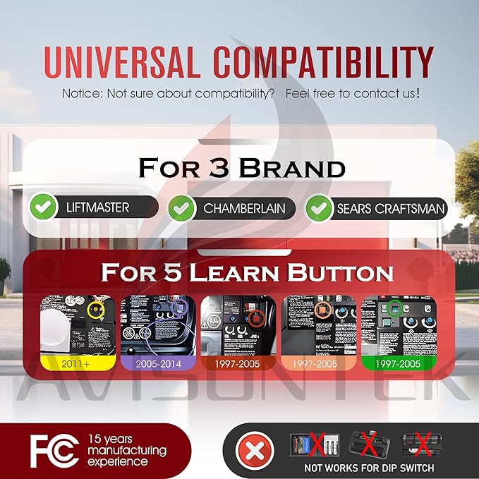 1X 940EV-P2 940ESTD Universal Chamberlain LiftMaster Craftsman Wireless Garage Door Keypad, Security+2.0 MyQ【3-Year-Warranty】