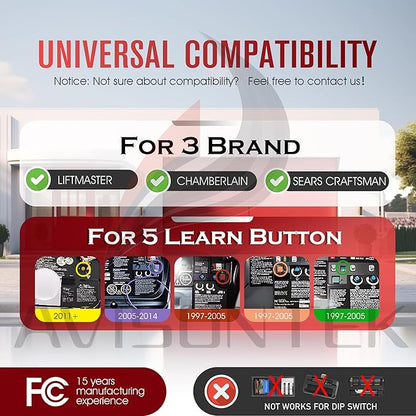 1X 940EV-P2 940ESTD Universal Chamberlain LiftMaster Craftsman Wireless Garage Door Keypad, Security+2.0 MyQ【3-Year-Warranty】