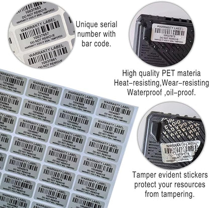 Tamper Evident Proof Barcode Stickers with Individual Serial Number Security Warranty Void Sticker,Sealing Label for Package(150pcs 1.6x0.8 inches,Matte Silver)