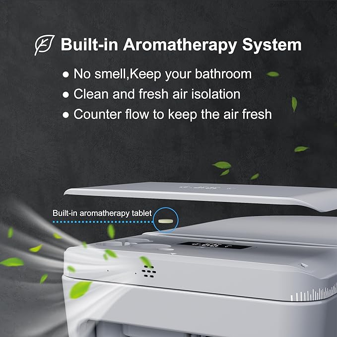 TDH Smart Toilet with Foam Shield, Ambient Lighting & Blackout Flush,Tankless Toilet Heated Seat for Bathrooms, Multiple Cleaning Modes,Round Toilet Seat