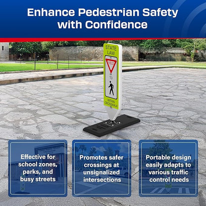 Impact Recovery - In-Street Pedestrian Crossing Signs - Street Sign - Road Safety Yield Sign with Portable Base