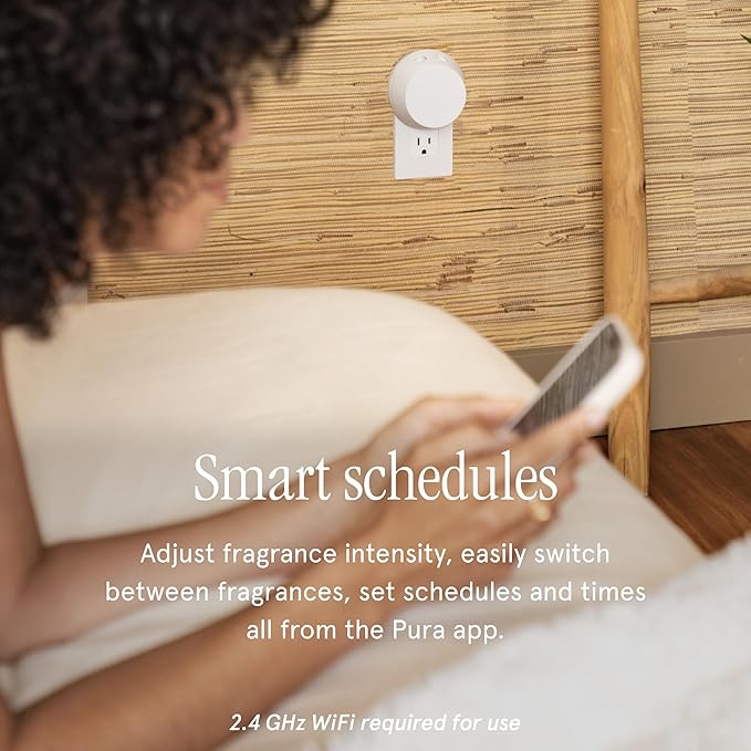 Pura Smart Home Fragrance Device Starter Set - Pura 4 - Scent Diffuser for Home - Includes Fragrance Aroma Diffuser - Square Box, SoHo and Noma Scent Refills