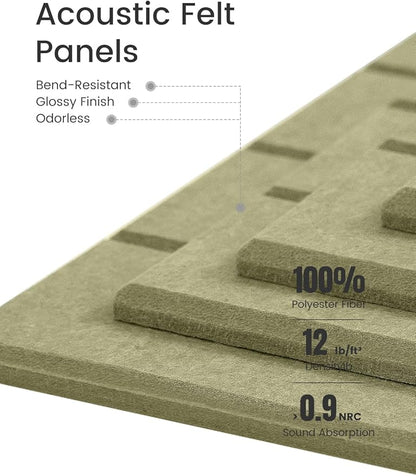 Large Felt Bulletin Board 48" x 36" Cork Board Alternative-12 Pack with 70 Safe Removable Adhesive Tabs, Cork Boards for Walls Cork Board for Home Office Classroom Pin Board (Olive Green)