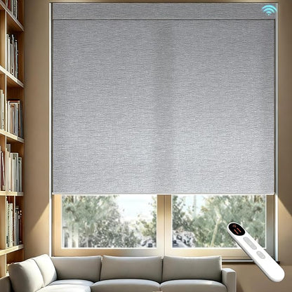Smart Motorized Blinds – 70% Blackout Roller Shades with Remote, Alexa/Google Home/Siri Control, Matter Compatible, Wireless Rechargeable Battery, Custom Sizes for Windows & Sliding Doors