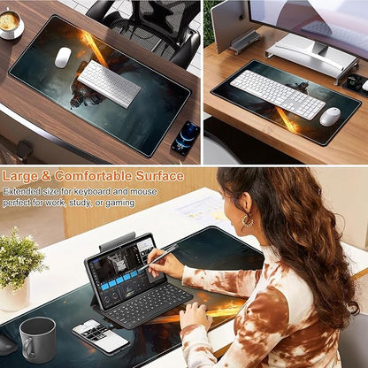 Small Heated Desk Pad 23.6" x 14.2" – Compact Electric Mouse Pad with 3 Heating Levels, Auto Shut-Off, Waterproof PU Surface, Plug-in Warmer for Office or Home Use, Fire Warrior
