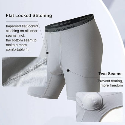 BAMBOO COOL Men's Ultra Breathable Underwear,No Riding Up Boxer Briefs with ComfortFlexible Waistband,Multipack