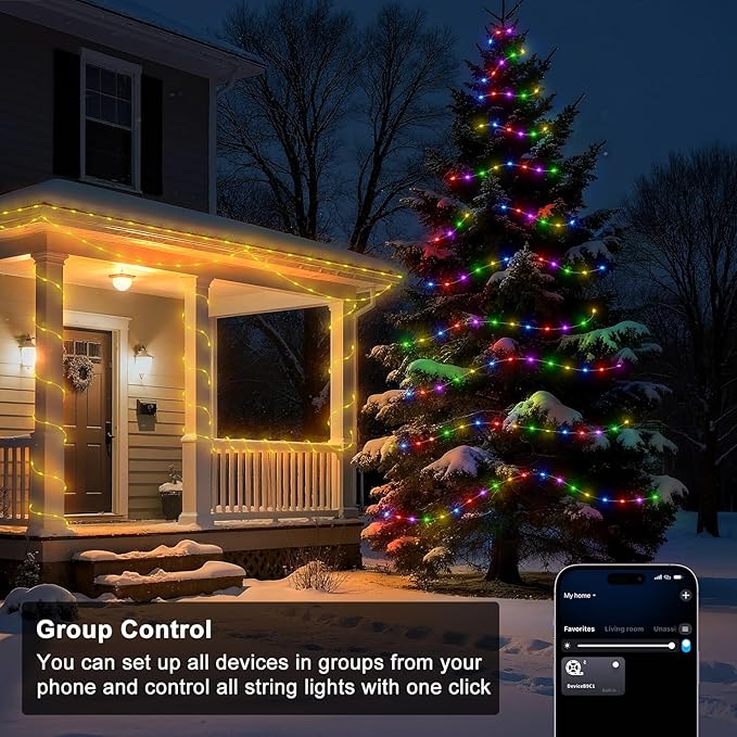 200 LED Smart String Lights, 66FT Twinkle Lights Plug in with Remote & App Control, Warm White + RGB Music Sync Timer Indoor String Lights, for Bedroom Classroom Holiday Decor