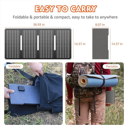 Apowking 146Wh Portable Power Bank with AC Outlet & 40W Foldable Solar Panel, Portable Laptop Charger 110V/100W with USB & DC Output for Camping, Home Emergency, Traveling, RV Trip