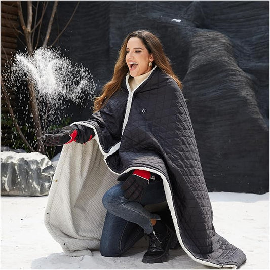 Heated Blanket Battery Operated,12V Cordless heating pad with 15000 battery,Heated Shawl Throw Blanket,Wearable Heated Blanket,Sherpa Lining,3 Heating Set for Outdoor Camping,Backpacking,Hiking,Travel