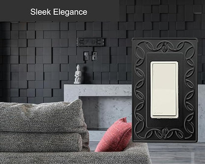Single Decorator Light Switch Cover NovaBloom Metal Wall Plate, 4-Pack Black 1 Gang Single Rocker, for Receptacle Dimmer Switch Cover GFCI Outlet Decorative Wallplate, Durable