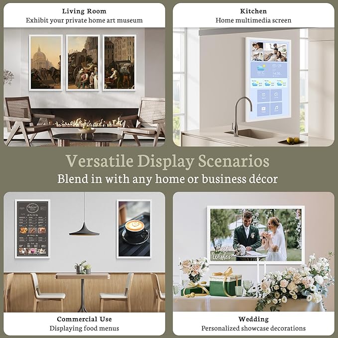 BSIMB Large Digital Picture Frame 24 Inch, 1920x1080 FHD WiFi Digital Photo Frame Electronic 32GB Display, Wall Mount Included, Share Pictures/Videos via App Easy Setup Gifts for Mom(Non-Touch), White