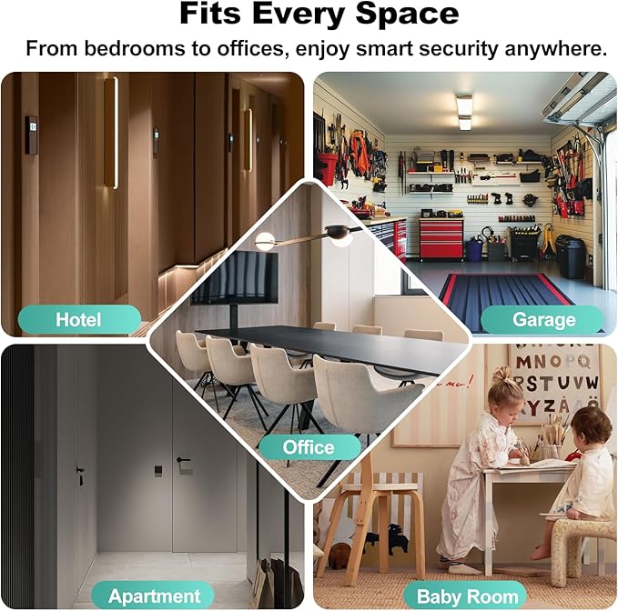 Fingerprint Door Lock, Smart Door Knob, Keyless Entry Door Lock with App Control, Thumbprint Door Knob with Extra Power Bank, Suitable for Home, Apartments, Office - Matte Black