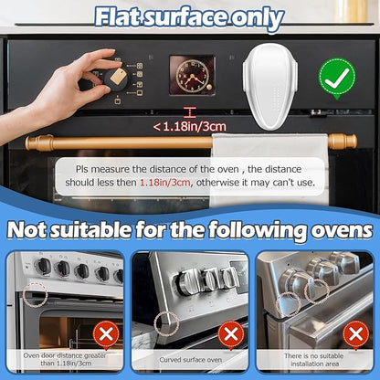 Childproof Oven Door Lock, MCOTOP (2Pack) Oven Safety Lock, Heat-Resistant Material no Tools Need or Drill, Oven Door Lock Child Safety Easy to Install (White)