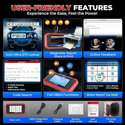 LAUNCH CRP129E V2.0 Elite 2026 OBD2 Scanner, FCA AutoAuth, 12 Reset, Oil/EPB/SAS/TPMS/BMS/Injector Coding, ABS Bleed, ABS SRS Transmission Engine Code Reader, Lifetime Free Update Scan Tool, Auto VIN