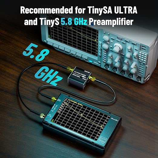 SeeSii TinySA Ultra Spectrum Analyzer with ZK06-20dB Low Noise Amplifier, 4.0 Inch 100kHz to 5.3GHz Handheld Tiny Frequency Analyzer with 32Gb Card,100kHz to 800MHz MF/HF/VHF UHF Input