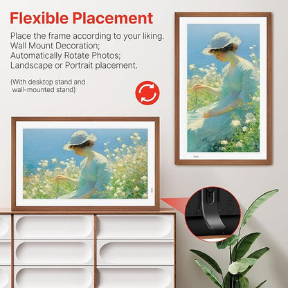 Uhale 21.5" Large Digital Picture Frame with Remote Control, 1920 x 1080 FHD IPS Display Wood WiFi Photo Frames 64GB, Wall Mounted, Auto Rotate, Support USB and SD Card, Instantly Share Photos Videos