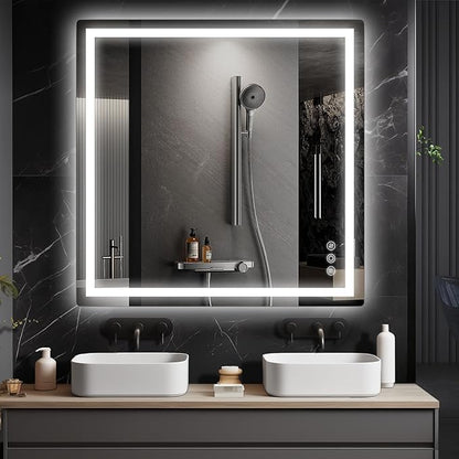 36"x 36" Bathroom Mirror for Over Sink, Anti-Fog LED Bathroom Mirror with Lights, Memory 3 Colors Modes & Dimmable Bathroom Vanity Mirror