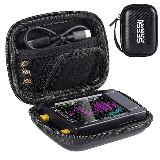 Seesii 2.8 Inch Protective Case for NanoVNA-H: Customed EVA Hard Shell Storage Pouch for Nano Vna Antenna Analyzer, Waterproof Shockproof Design with Carry Strap