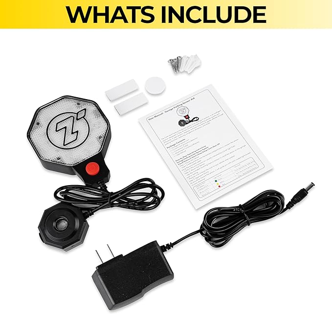 ZONETECH Garage Parking Sensor Ultrasonic Car Parking Stopper for Garage with Red/Yellow/Green LED Indicators –Adjustable Stop Distance 12" to 6.5 ft USB Powered Easy Install Wall-Mount 2-Pack